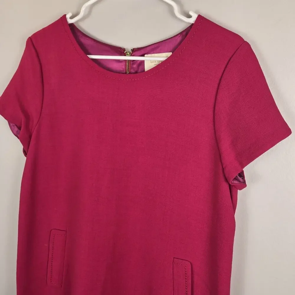 Kate Spade New York Women Pink Back Zip Dress Size XL Wool Blend Pockets Barbie